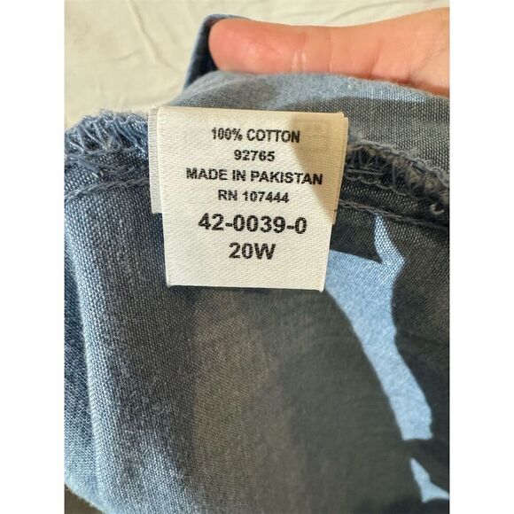 Jessica London Women's Size 20 W Blue Denim Button-Up Shirt Western Minimilist - Picture 8 of 9